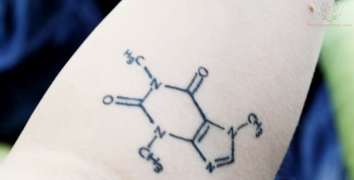 Black Ink Molecule Tattoo On Left Arm